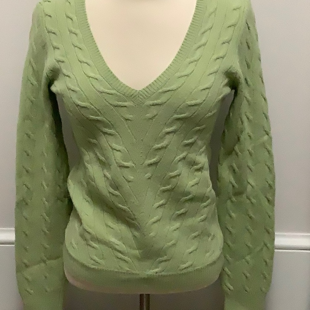 Deep V neck Cable Sweater
